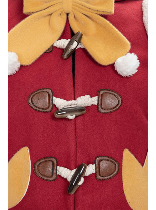 Cute Calf Red Hooded Sweet Lolita Autumn Winter Thicken Short Coat