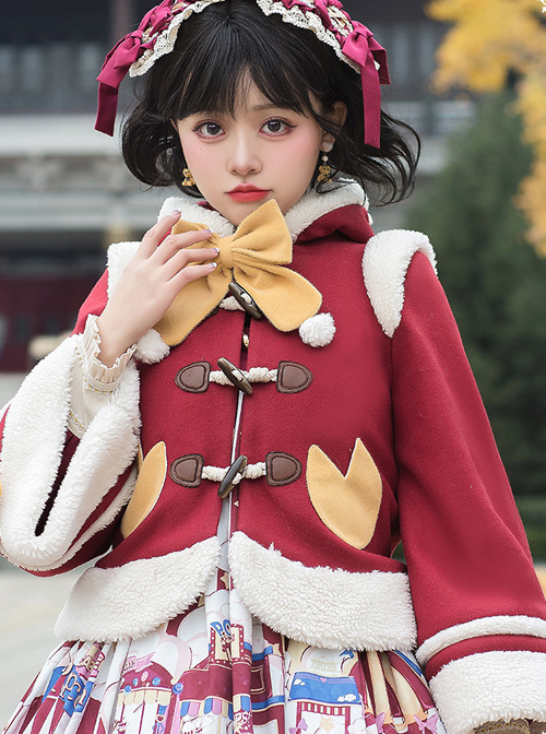 Cute Calf Hooded Sweet Lolita Autumn Winter Thicken Short Coat