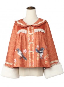 Persimmon Printing Chinese Style Sweet Lolita Thin Short Coat