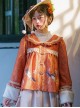 Persimmon Printing Chinese Style Sweet Lolita Thin Short Coat