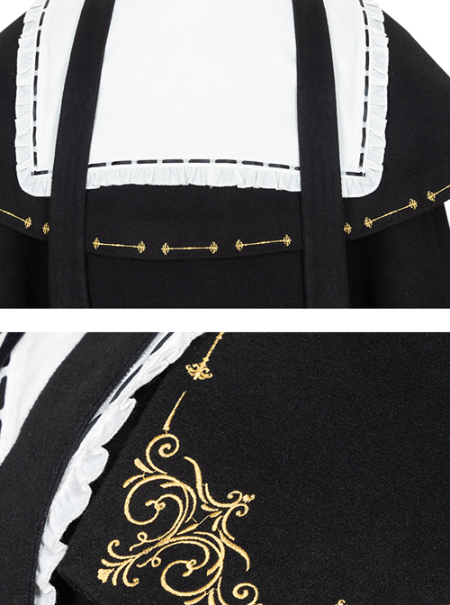 Autumn Winter Golden Embroidery Cloak School Lolita Three-piece Suit