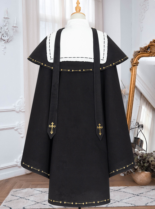 Autumn Winter Golden Embroidery Cloak School Lolita Three-piece Suit