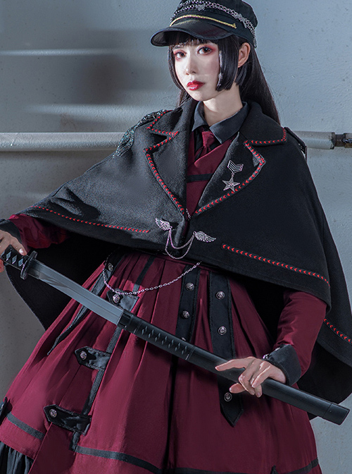 The Battle Of The Jedi Series Military Style Lolita Autumn Winter Black Cloak