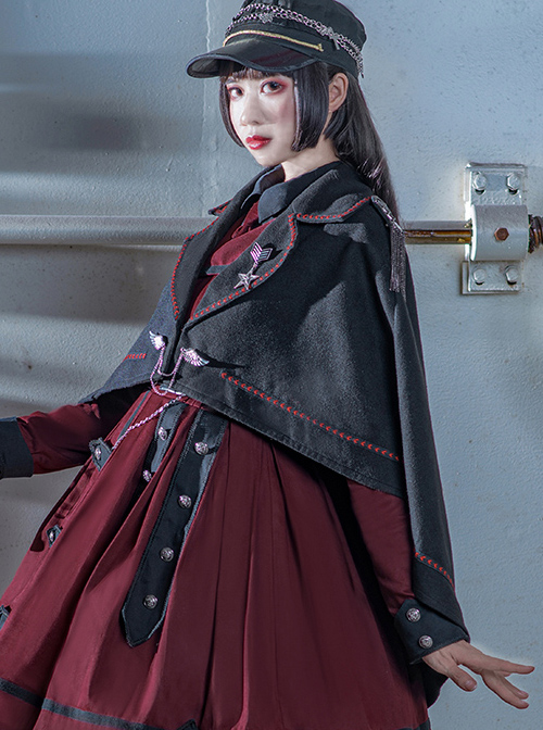 The Battle Of The Jedi Series Military Style Lolita Autumn Winter Black Cloak