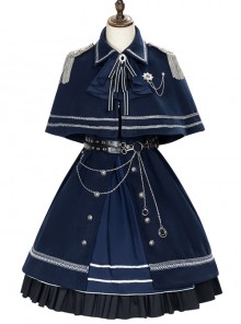 War Without War Series Military Style Lolita Autumn Winter Navy Blue Cloak