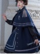 War Without War Series Military Style Lolita Autumn Winter Navy Blue Cloak