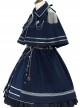 War Without War Series Military Style Lolita Autumn Winter Navy Blue Cloak