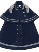 War Without War Series Military Style Lolita Autumn Winter Navy Blue Cloak