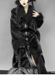 Dark Matter Series Black Plush Collar Gothic Long Coat Female