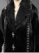 Dark Matter Series Black Plush Collar Gothic Long Coat Female