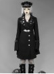 Darkness Gothic Metal Decoration Black Medium Length Coat