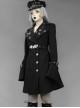 Darkness Gothic Metal Decoration Black Medium Length Coat