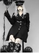 Darkness Gothic Metal Decoration Black Medium Length Coat