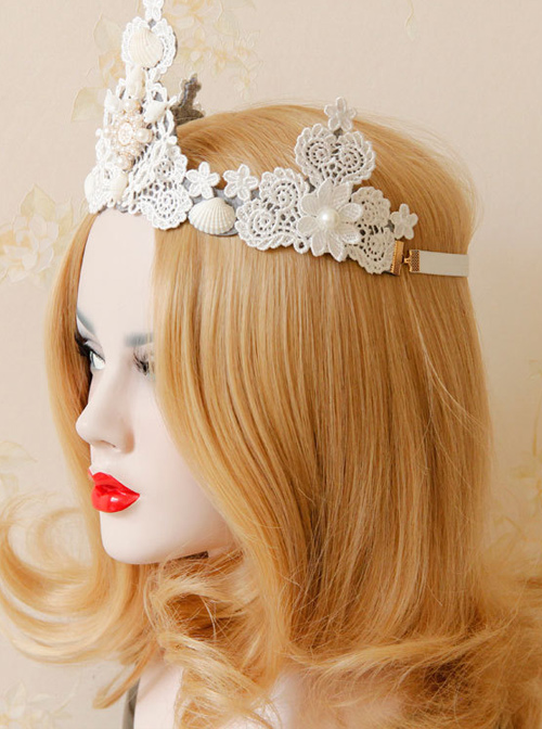 Baroque Pearl Shell Big Crown Lolita Hair Band