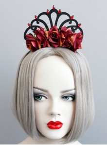 Vintage Baroque Queen Rose Crown Lolita Headband