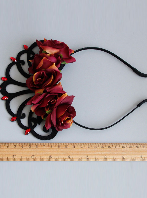 Vintage Baroque Queen Rose Crown Lolita Headband