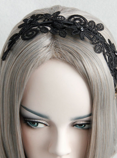 Concise Black Lace Gothic Lolita Headband