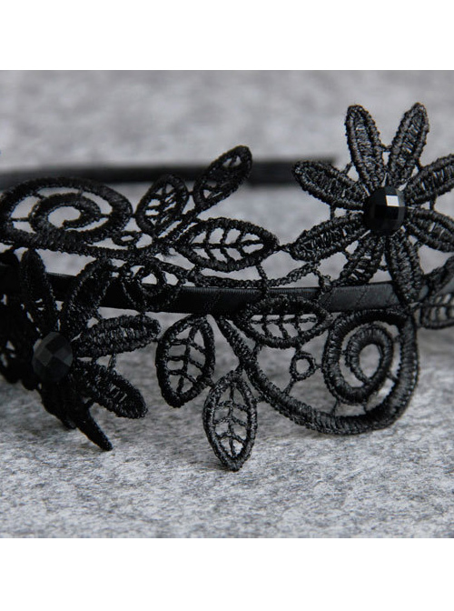 Concise Black Lace Gothic Lolita Headband