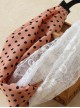 Retro Pink And Black Polka Dot And White Lace Hair Band