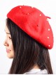 Concise Red Pure Color Pearl Lolita Beret