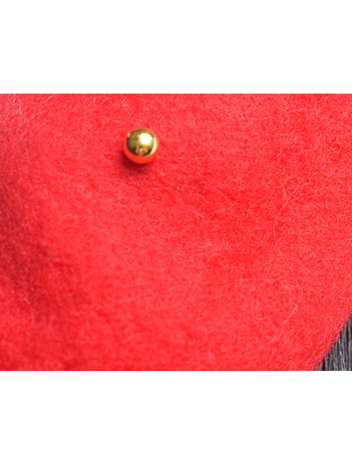 Concise Red Pure Color Pearl Lolita Beret