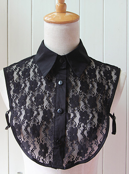 Black Lace Retro Lapel False Collar