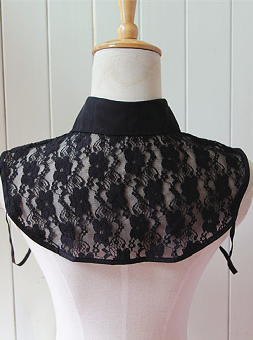 Black Lace Retro Lapel False Collar