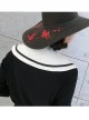 Chiffon Navy Collar Black Tied Ribbon White Decorative Small Shawl