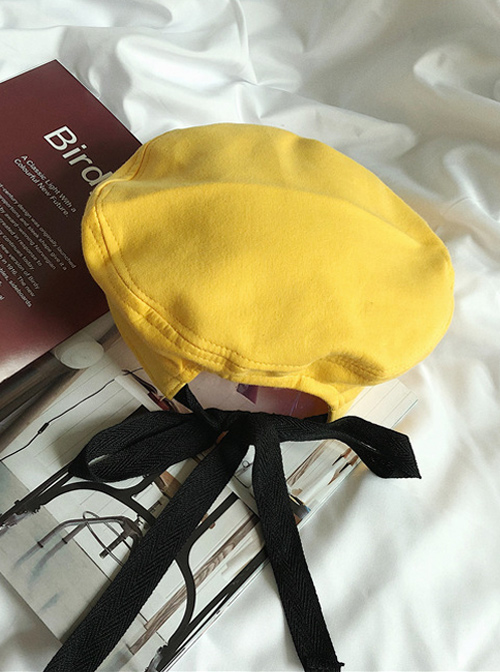 Bowknot Retro Yellow Lolita Beret