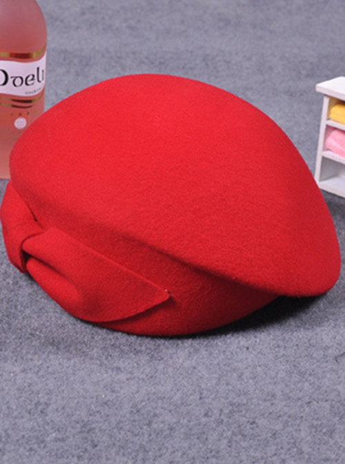 Wool Bowknot Retro Lolita Beret