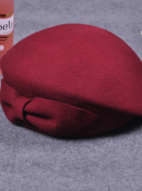 Wool Bowknot Retro Lolita Beret