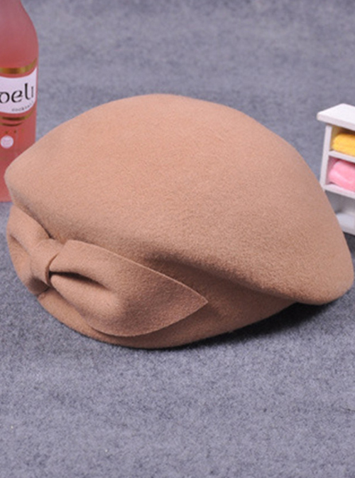 Wool Bowknot Retro Lolita Beret