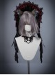 Moon Wolf Red And Black Lace Gothic Lolita Bonnet
