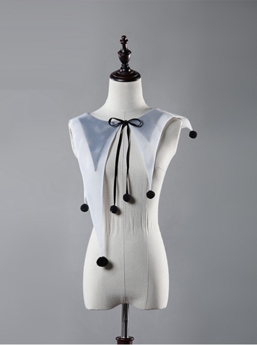 Clown Girl Series Black White Asymmetric Design Gothic Lolita False Collar