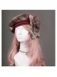 Cats Series Wine Red Lattice Bowknot Classic Lolita Beret