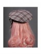 Cats Series Dark Brown Lattice Bowknot Classic Lolita Beret