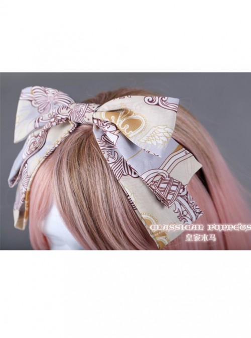 Royal Carousel Series Bluish Grey Bowknot Classic Lolita Head Band