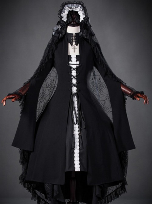 Mother Abbess Series Black Lace Gothic Lolita Hand Sleeves