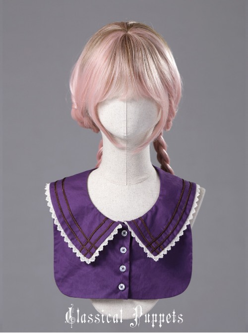 Miss Four's False Collar Series Round-Neck Dark Purple Classic Lolita False Collar