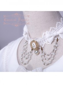 Wedding Cat Series Pearl Chain White Lace Lolita Necklace