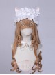 Wedding Cat Series White Rose Pearl Chain White Lace Lolita Hair Band