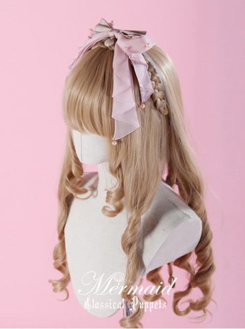 Mermaid Series Long Ribbon Yarn Pink Bowknot Lolita Head Band