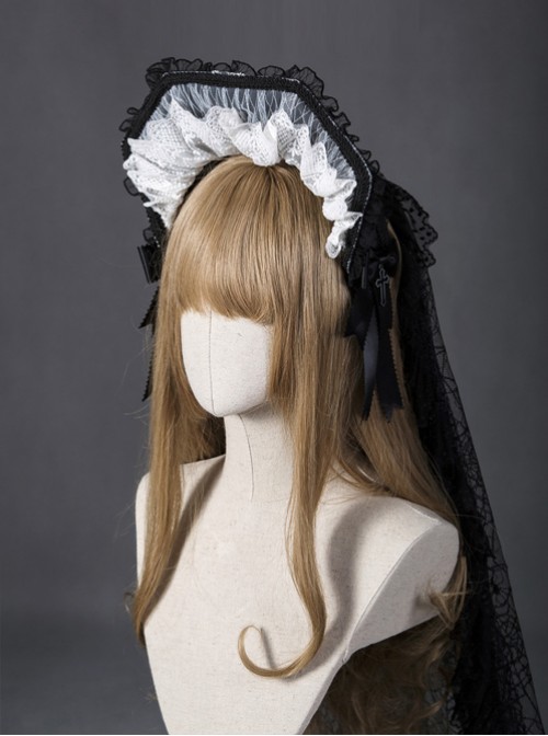 Mother Abbess Series Black Lace Gothic Lolita Head Band