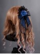 Obsidian Butterfly Dance Series Jewelry Blue Rose Gothic Lolita Hair Clip