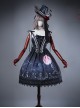 Moon Wolf Series Rose Black Gothic Lolita Bowler Hat