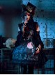 Moon Wolf Series Rose Black Gothic Lolita Bowler Hat