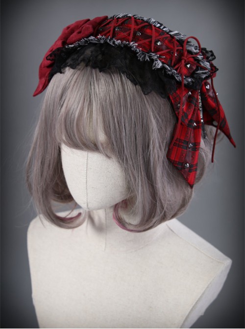 The Turn Into A Wolf's Little Red Hat Series Red Black Lolita Head Band