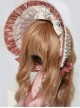 Garden Series Flower Printed White Lace Pink Lolita Bonnet