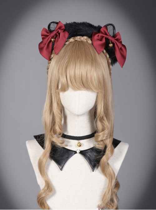 Sorceress Luna Series Black And Red Bowknot Cat Ear Lolita Head Band