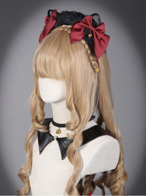 Sorceress Luna Series Black And Red Bowknot Cat Ear Lolita Head Band